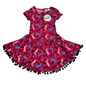 Dot Dot Smile Girls Size 2T Pink Cat Kitten Flapper Cap Sleeve Twirl Dress NWT